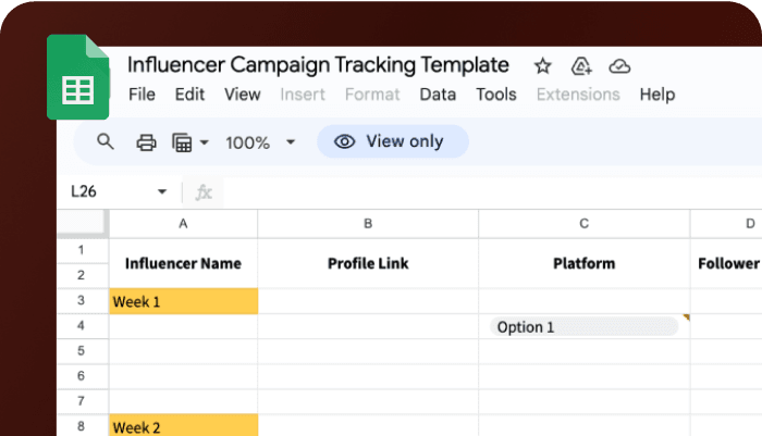 Influencer Campaign Weekly Tracker Template